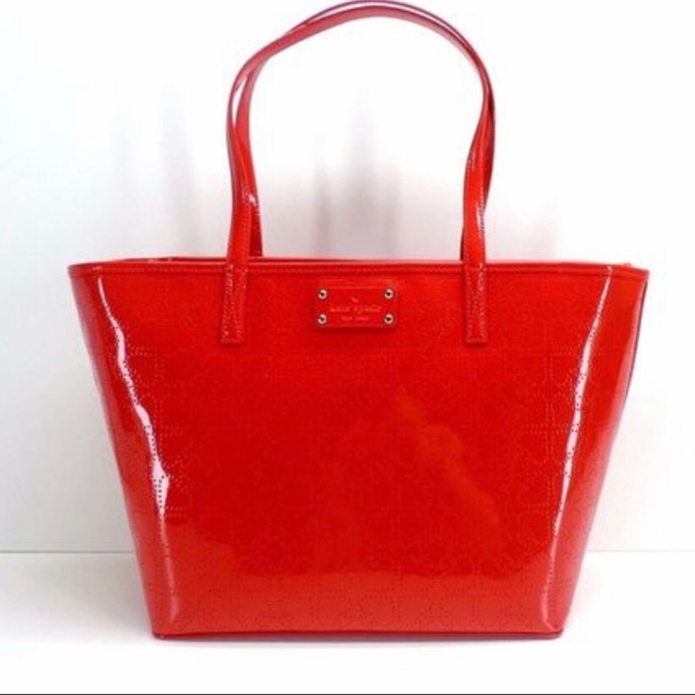 🚫SOLD🚫 Kate Spade Chili Red Patent Harmony Tote - Picture 1 of 8